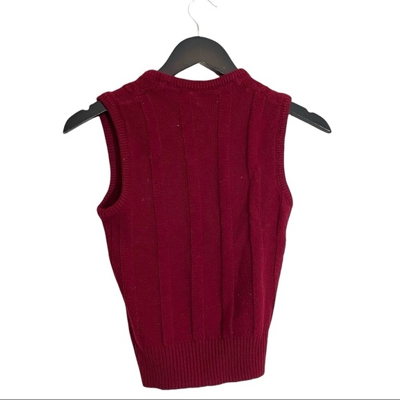 Vintage Boho Cottagecore Red Dainty Floral Embroidered Cable Knit Sweater - Picture 3 of 7